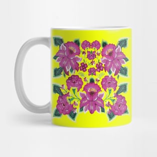 Hot pink tehuana oaxaca flowers and leaves embroidery rosa mexicano mexican tablecloth Mug